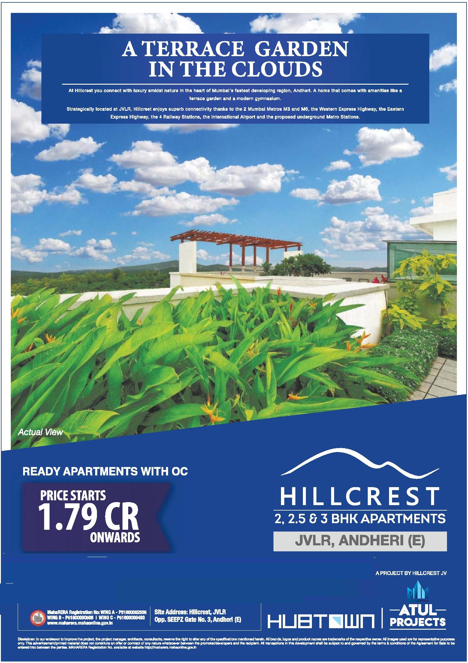 Book ready apartments with OC at Hubtown Hillcrest in Mumbai